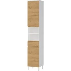 Germania Hochschrank Torrance 4334 Weiß-Eiche 190 Cm X 34 Cm