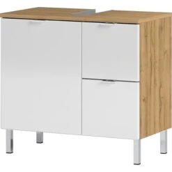 Germania Waschbeckenunterschrank Mauresa 8529 Weiß-Eiche 56 Cm X 60 Cm