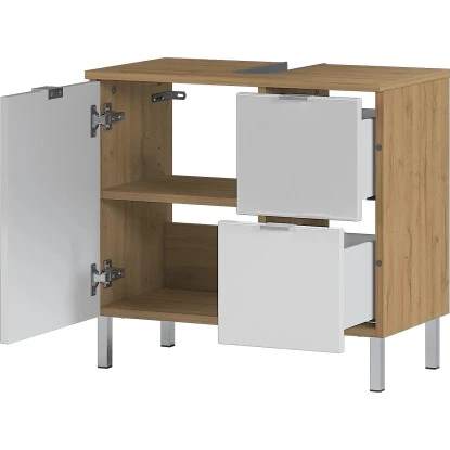 Germania Waschbeckenunterschrank Mauresa 8529 Weiß-Eiche 56 Cm X 60 Cm – Bild 3