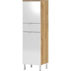 Germania Badschrank Mauresa 8532 Weiß-Eiche 120 Cm X 34 Cm