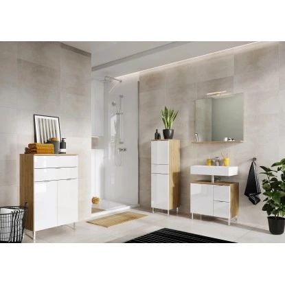 Germania Waschbeckenunterschrank Mauresa 8529 Weiß-Eiche 56 Cm X 60 Cm – Bild 6