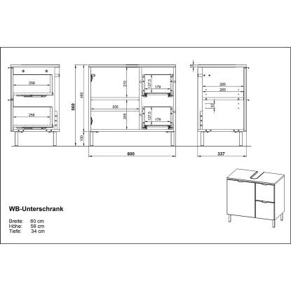 Germania Waschbeckenunterschrank Mauresa 8529 Weiß-Eiche 56 Cm X 60 Cm – Bild 4