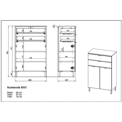 Germania Badkommode Mauresa 8531 Weiß-Eiche 97 Cm X 60 Cm – Bild 4