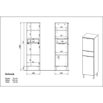 Germania Badschrank Mauresa 8532 Weiß 120 Cm X 34 Cm – Bild 4