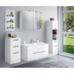 Posseik Badmöbel-Set Viva 100 Cm Weiß Hochglanz 5-teilig