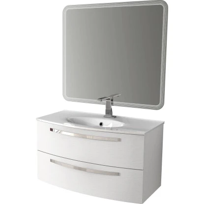 Badmöbel-Set Rondi 100 Cm Esche Weiß Nachbildung 3-teilig – Bild 2