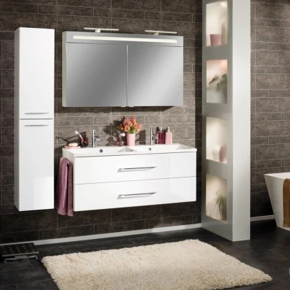 Fackelmann Doppel-Waschtisch B.clever 120 Cm Weiß Hochglanz Mit Softclose-System – Bild 3