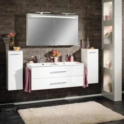 Fackelmann Doppel-Waschtisch B.clever 120 Cm Weiß Hochglanz Mit Softclose-System – Bild 4