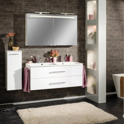 Fackelmann Doppel-Waschtisch B.clever 120 Cm Weiß Hochglanz Mit Softclose-System – Bild 5