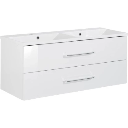 Fackelmann Doppel-Waschtisch B.clever 120 Cm Weiß Hochglanz Mit Softclose-System