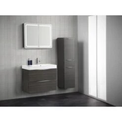 Scanbad Badmöbel-Set 80 Cm Mit Spiegelschrank Samba Hacienda Braun 3-teilig