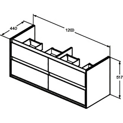 Ideal Standard Doppel-WT-Unterschrank Connect Air 1200 Mm X 517 Mm 4 Ausz. Weiß – Bild 3