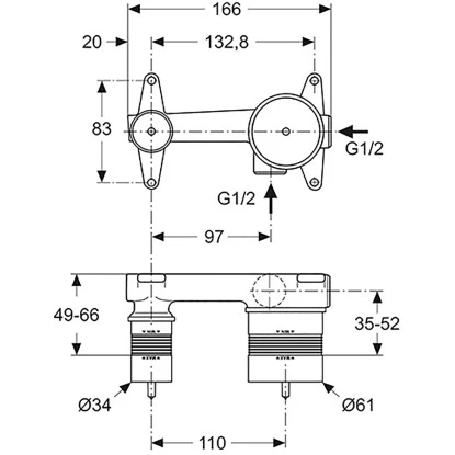 Ideal Standard Unterputz-Bausatz 1 Für Einhebel-Wand-Waschtischarmatur – Bild 3