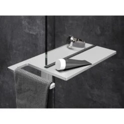 Hüppe Duschablage Select+ Mit Handtuchhalter Silber Matt