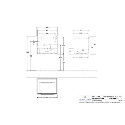 Villeroy & Boch Waschbeckenunterschrank 48,5 Cm Subway 2.0 A685 Glossy Grey – Bild 2