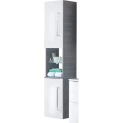 Fackelmann Hochschrank Links 35,5 Cm Lugano Pinie-Weiß