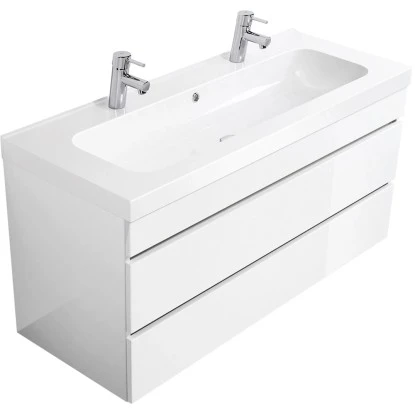 Posseik Doppel-Waschplatz 120 Cm Metis Weiß Hochglanz – Bild 2