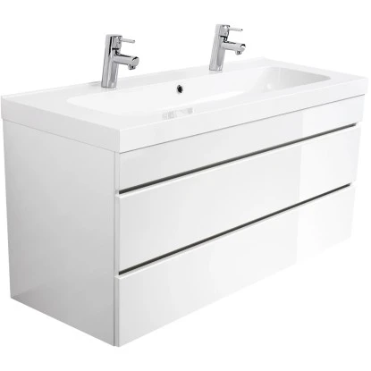 Posseik Doppel-Waschplatz 120 Cm Metis Weiß Hochglanz – Bild 3