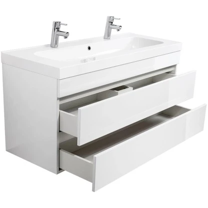 Posseik Doppel-Waschplatz 120 Cm Metis Weiß Hochglanz – Bild 5