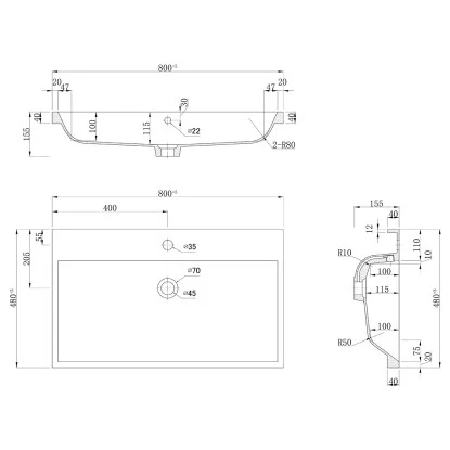 Posseik Waschplatz Amilia 80 Cm Weiß Hochglanz – Bild 7
