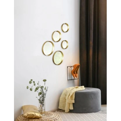 Mirrors & More Dekospiegel 5er-Set Lia Schwarz-Gold Ø 25, 23, 18 Und 2x 15 Cm – Bild 7