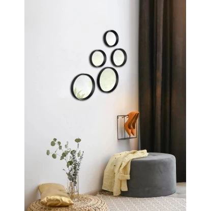 Mirrors & More Dekospiegel 5er-Set Lia Schwarz Ø 25, 23, 18 Und 2x 15 Cm – Bild 8