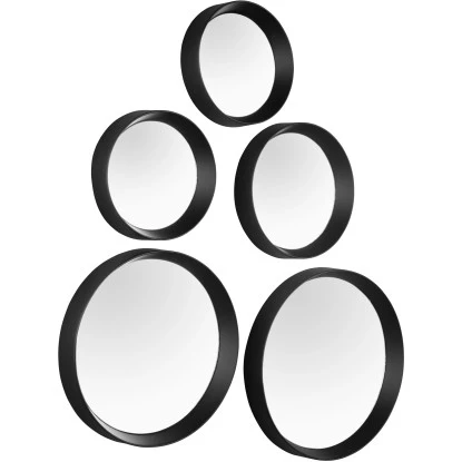 Mirrors & More Dekospiegel 5er-Set Lia Schwarz Ø 25, 23, 18 Und 2x 15 Cm