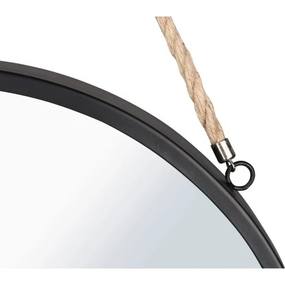 Mirrors & More Dekospiegel Nina Metallrahmen Schwarz Mit Seil Ø 40 Cm – Bild 5