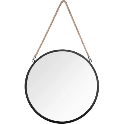 Mirrors & More Dekospiegel Nina Metallrahmen Schwarz Mit Seil Ø 40 Cm – Bild 7