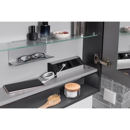 Fackelmann Ablage Für Glasboden Silbergrau – Bild 2