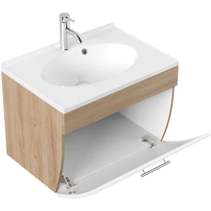 Posseik Badmöbel-Set Salona Eiche Hell-Weiß 6-teilig Wandmontage – Bild 4