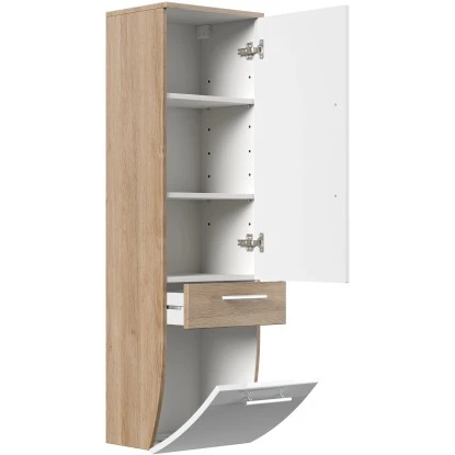 Posseik Badmöbel-Set Salona Eiche Hell-Weiß 6-teilig Wandmontage – Bild 6