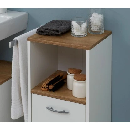 Pelipal Unterschrank 33 Cm Quickset 305 Weiß Perl-Riviera Eiche – Bild 2