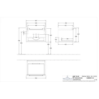 Villeroy & Boch Waschbeckenunterschrank 58,7 Cm Subway 2.0 A687 Glossy Grey â Bild 2