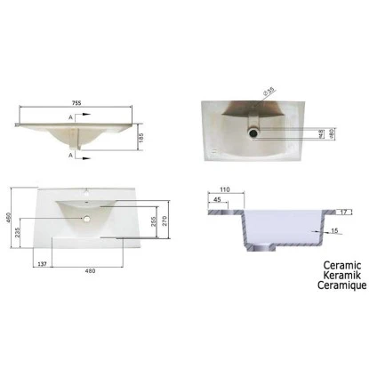 Posseik Badmöbel-Set Viva 75 Cm Weiß Hochglanz 2-teilig – Bild 8