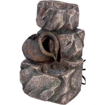 Dobar Design-Zimmerbrunnen Polyresin In Felsen-Optik Grau