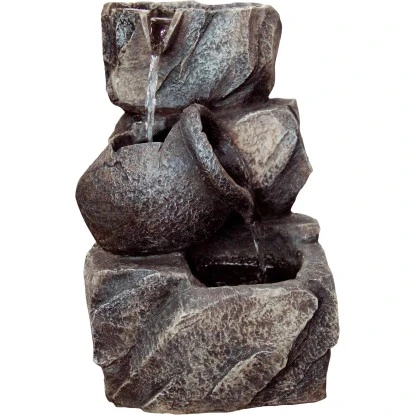 Dobar Design-Zimmerbrunnen Polyresin In Felsen-Optik Grau – Bild 3