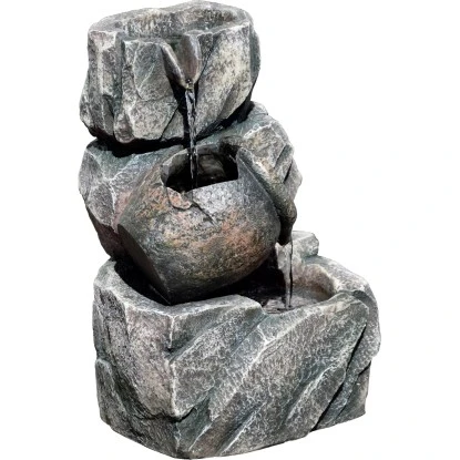 Dobar Design-Zimmerbrunnen Polyresin In Felsen-Optik Grau – Bild 4