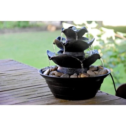 Dobar Design-Zimmerbrunnen Polyresin In Felsen-Optik Mit Deko-Steinen Schwarz – Bild 2