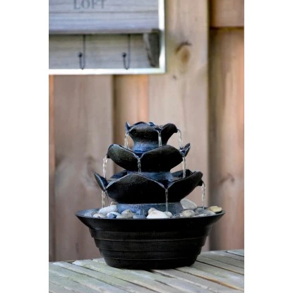 Dobar Design-Zimmerbrunnen Polyresin In Felsen-Optik Mit Deko-Steinen Schwarz – Bild 6