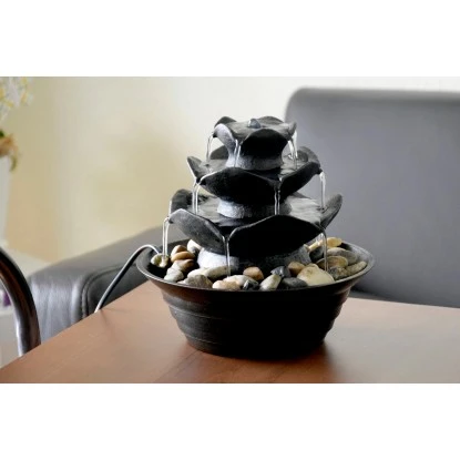 Dobar Design-Zimmerbrunnen Polyresin In Felsen-Optik Mit Deko-Steinen Schwarz – Bild 7