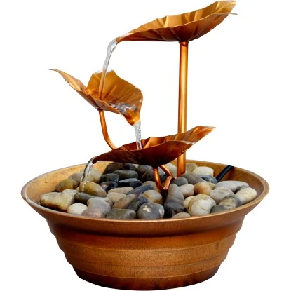 Dobar Design-Zimmerbrunnen Metall Und Kunststoff Mit Deko-Steinen Braun – Bild 3