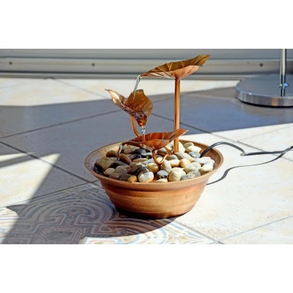 Dobar Design-Zimmerbrunnen Metall Und Kunststoff Mit Deko-Steinen Braun – Bild 2