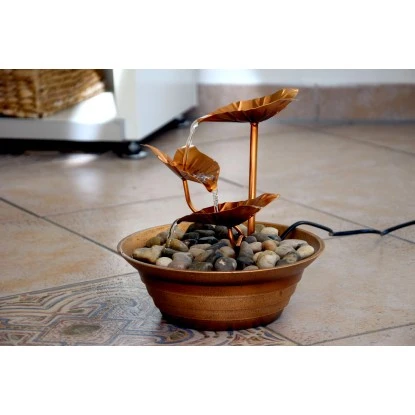 Dobar Design-Zimmerbrunnen Metall Und Kunststoff Mit Deko-Steinen Braun – Bild 4