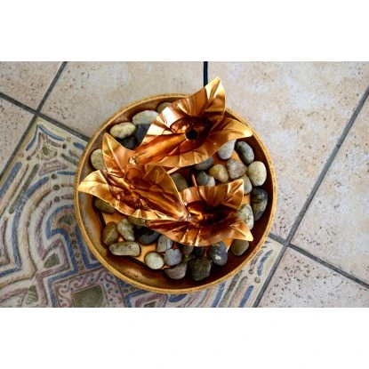 Dobar Design-Zimmerbrunnen Metall Und Kunststoff Mit Deko-Steinen Braun – Bild 5