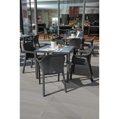 Esstisch Mit Glasplatte Granit 90 X 90 Cm – Bild 2