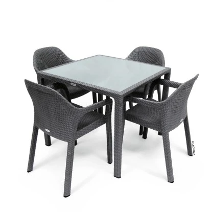 Esstisch Mit Glasplatte Granit 90 X 90 Cm – Bild 3