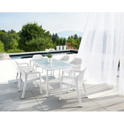 Esstisch Mit Glasplatte Weiß 160 X 90 Cm – Bild 3