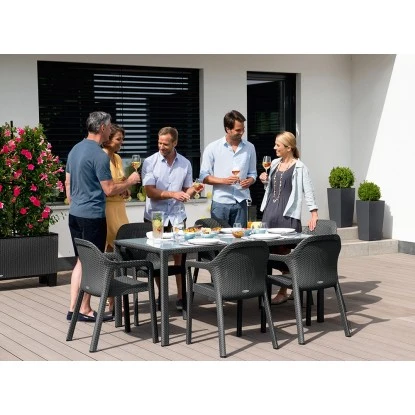 Esstisch Mit Glasplatte Granit 160 X 90 Cm – Bild 3