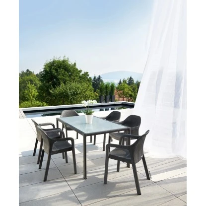 Esstisch Mit Glasplatte Granit 160 X 90 Cm – Bild 4